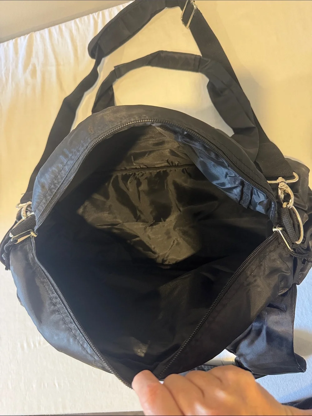 Black Nylon Tote Shoulder Bag Adjustable Crossbody Strap Utility Y2K